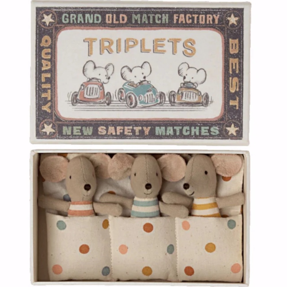 Maileg Baby Mice Triplets in Matchbox